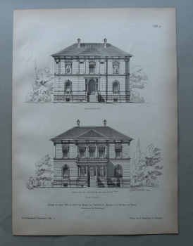 Holzstich Architektur Gries 1887 Projekt zu Villa